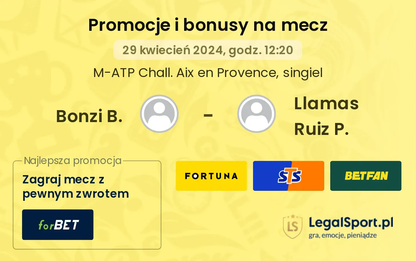 Bonzi B. - Llamas Ruiz P. promocje bonusy na mecz