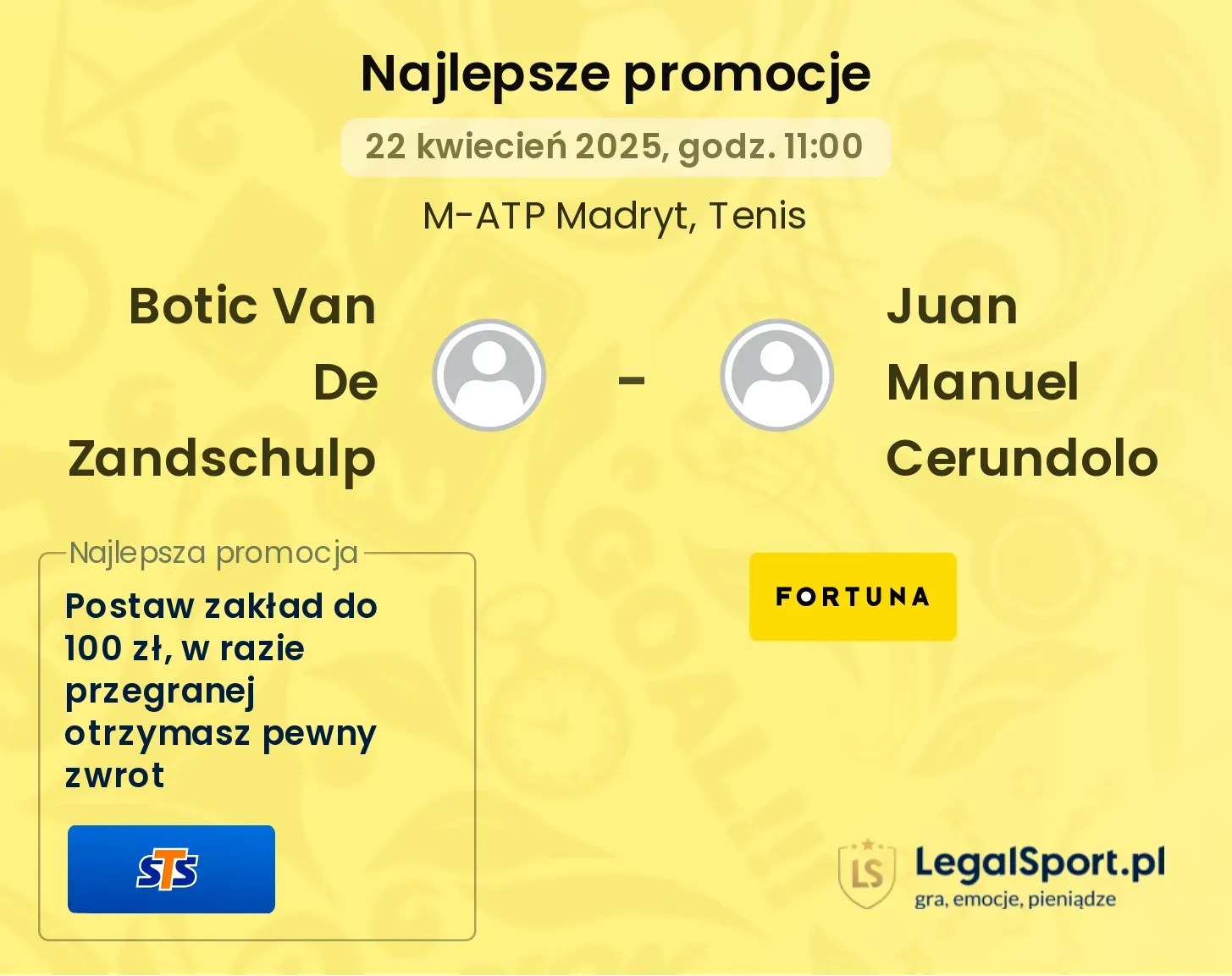 Botic Van De Zandschulp - Juan Manuel Cerundolo promocje bukmacherskie
