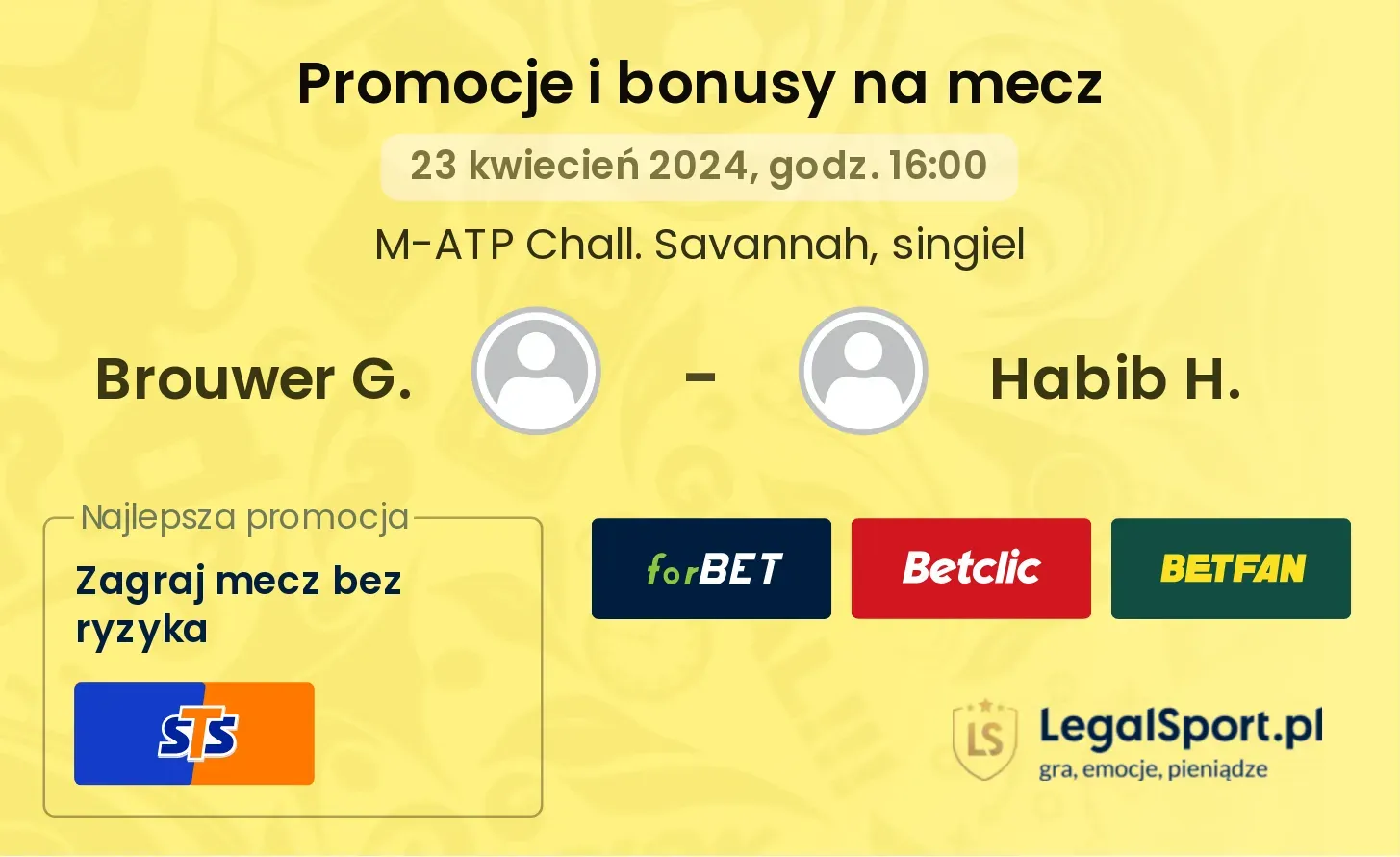 Brouwer G. - Habib H. promocje bonusy na mecz