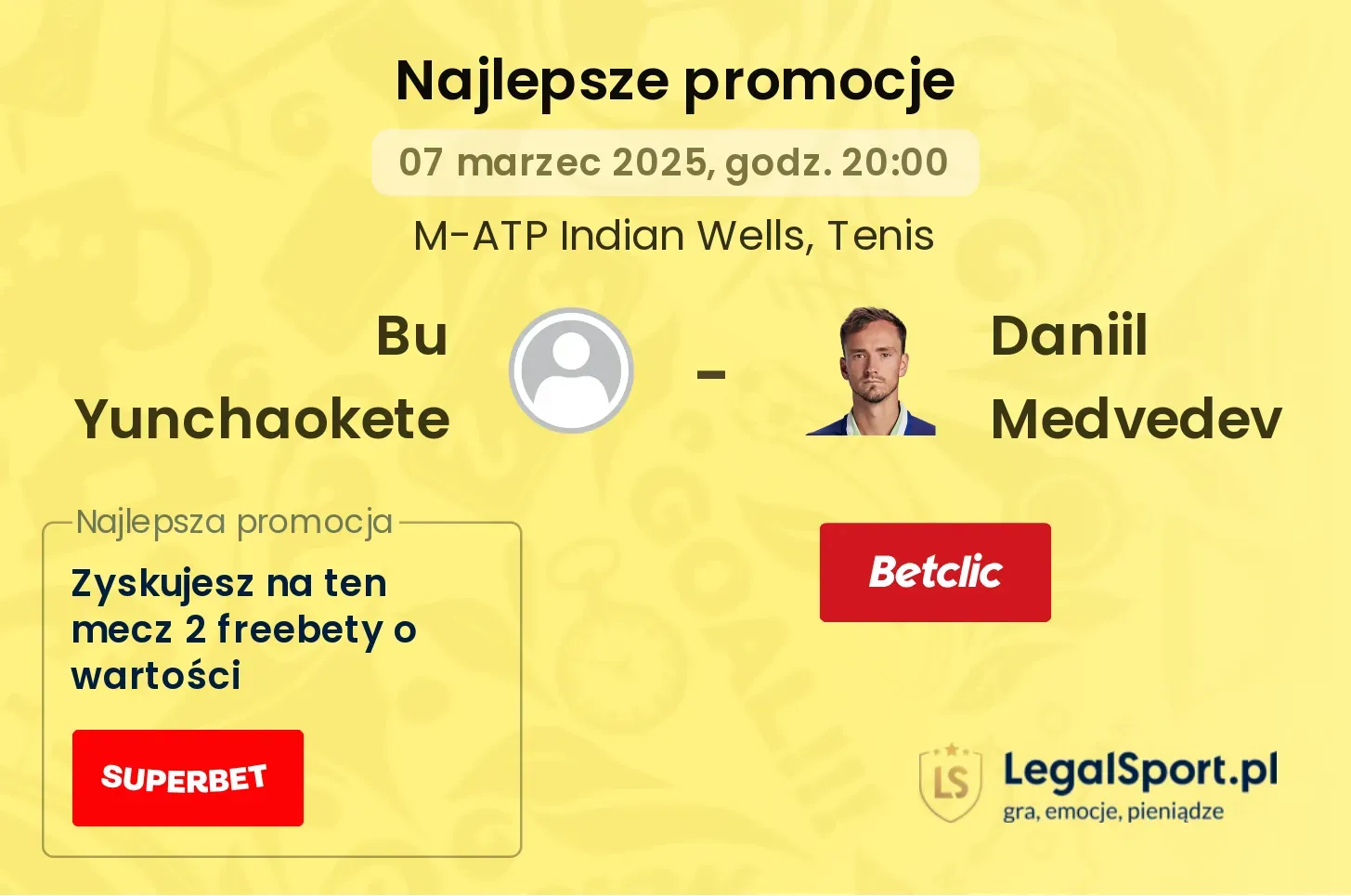 Bu Yunchaokete - Daniil Medvedev promocje bukmacherskie