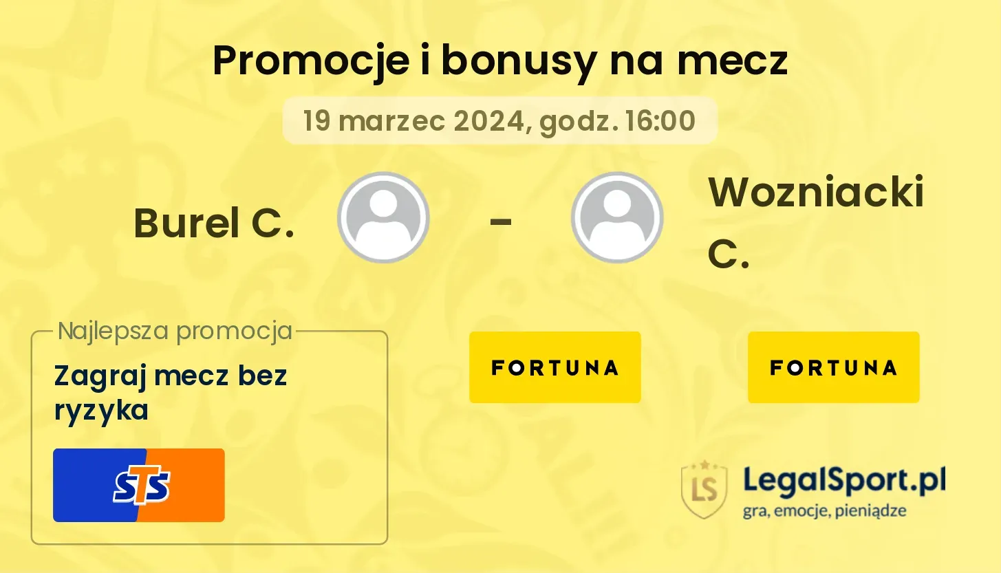 Burel C. - Wozniacki C. promocje bonusy na mecz