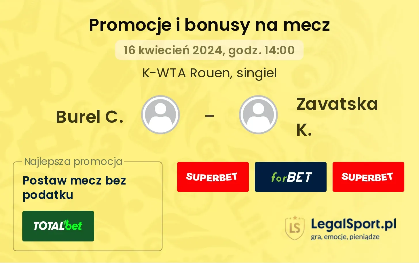Burel C. - Zavatska K. promocje bonusy na mecz
