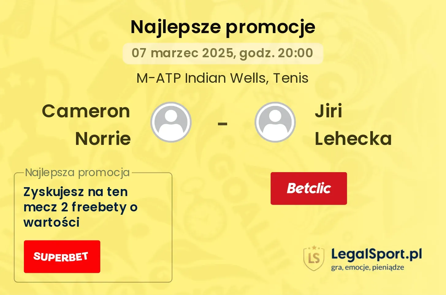 Cameron Norrie - Jiri Lehecka promocje u bukmacherów