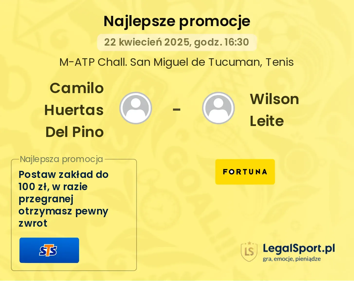 Camilo Huertas Del Pino - Wilson Leite promocje bukmacherskie