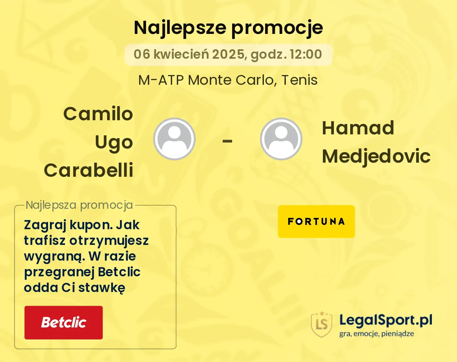 Camilo Ugo Carabelli - Hamad Medjedovic promocje bukmacherskie