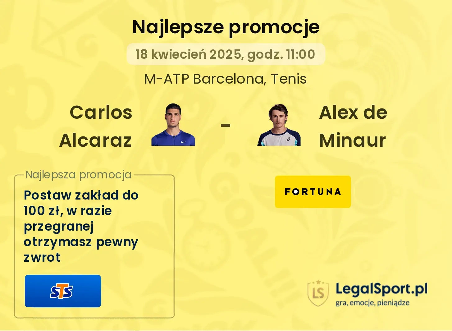 Carlos Alcaraz - Alex de Minaur promocje bukmacherskie