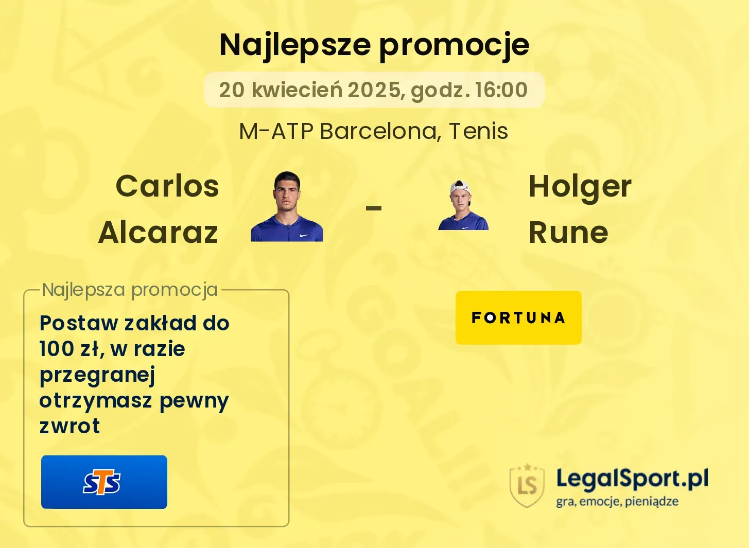 Carlos Alcaraz - Holger Rune promocje bukmacherskie