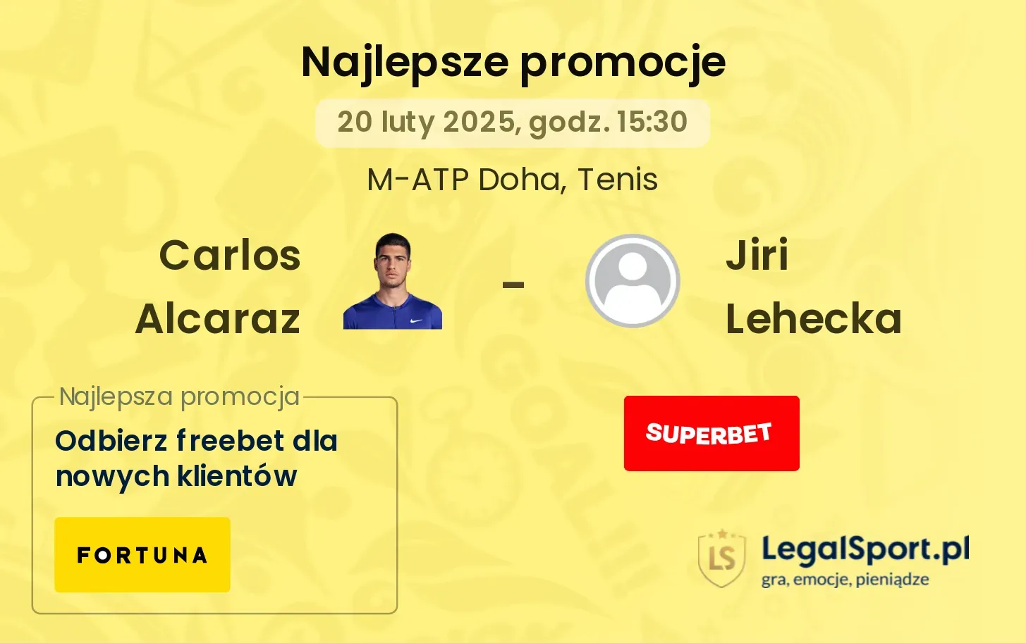 Carlos Alcaraz - Jiri Lehecka promocje u bukmacherów