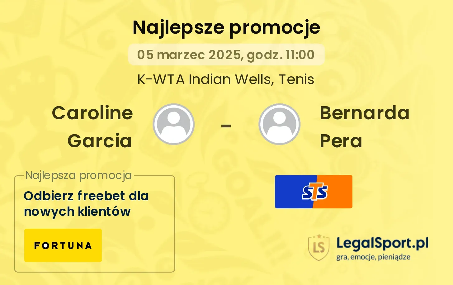 Caroline Garcia - Bernarda Pera promocje u bukmacherów