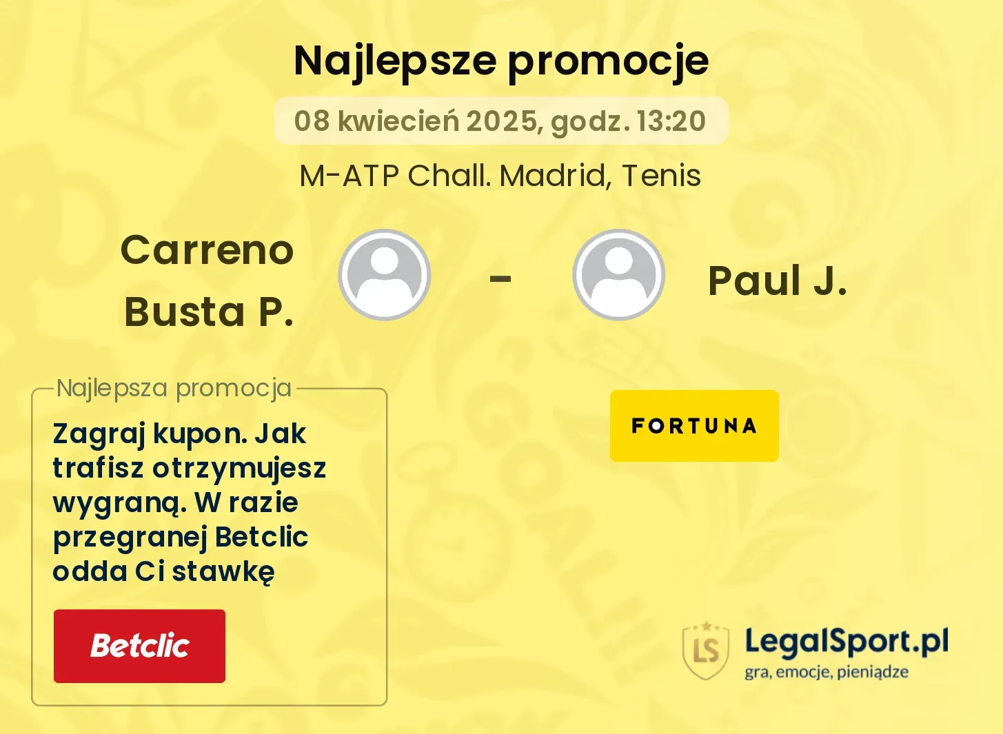 Carreno Busta P. - Paul J. promocje bukmacherskie