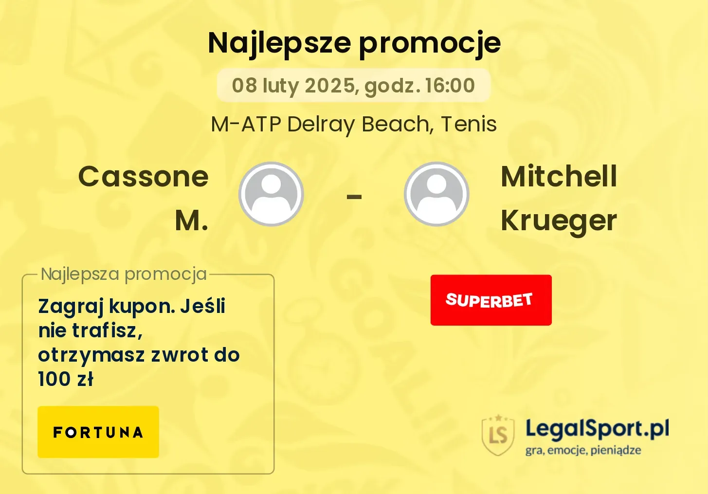Cassone M. - Mitchell Krueger promocje u bukmacherów