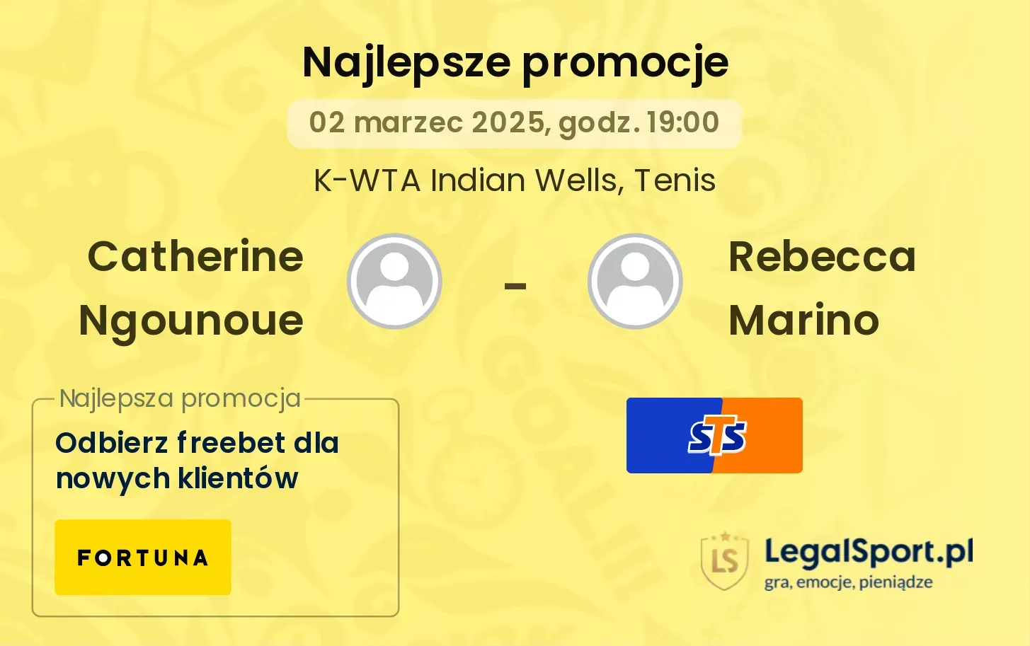Catherine Ngounoue - Rebecca Marino promocje u bukmacherów