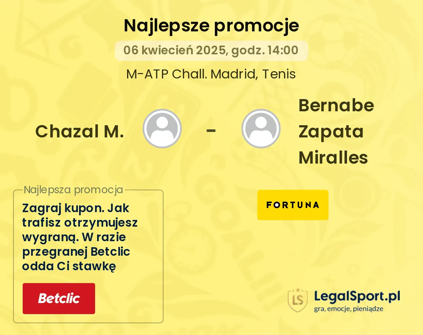 Chazal M. - Bernabe Zapata Miralles promocje bukmacherskie