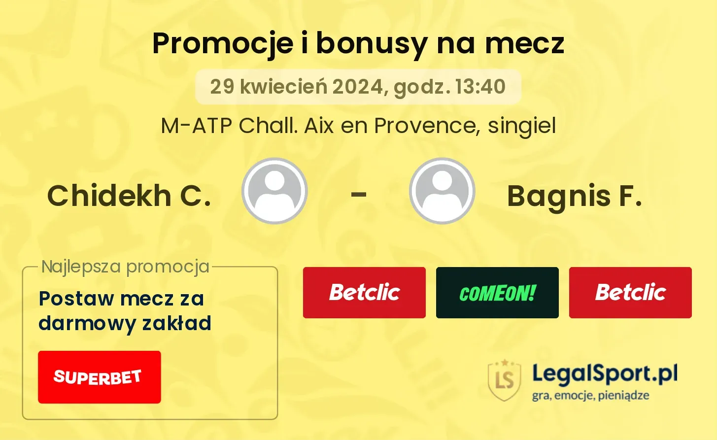 Chidekh C. - Bagnis F. promocje bonusy na mecz
