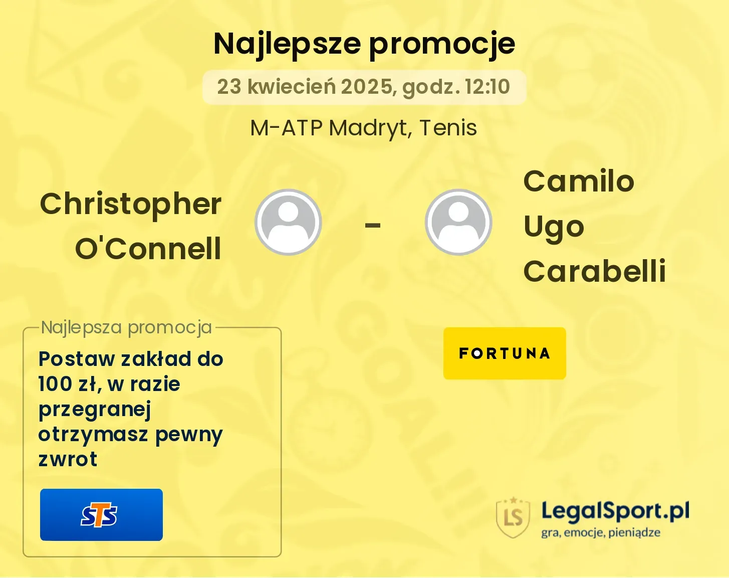 Christopher O'Connell - Camilo Ugo Carabelli promocje u bukmacherów