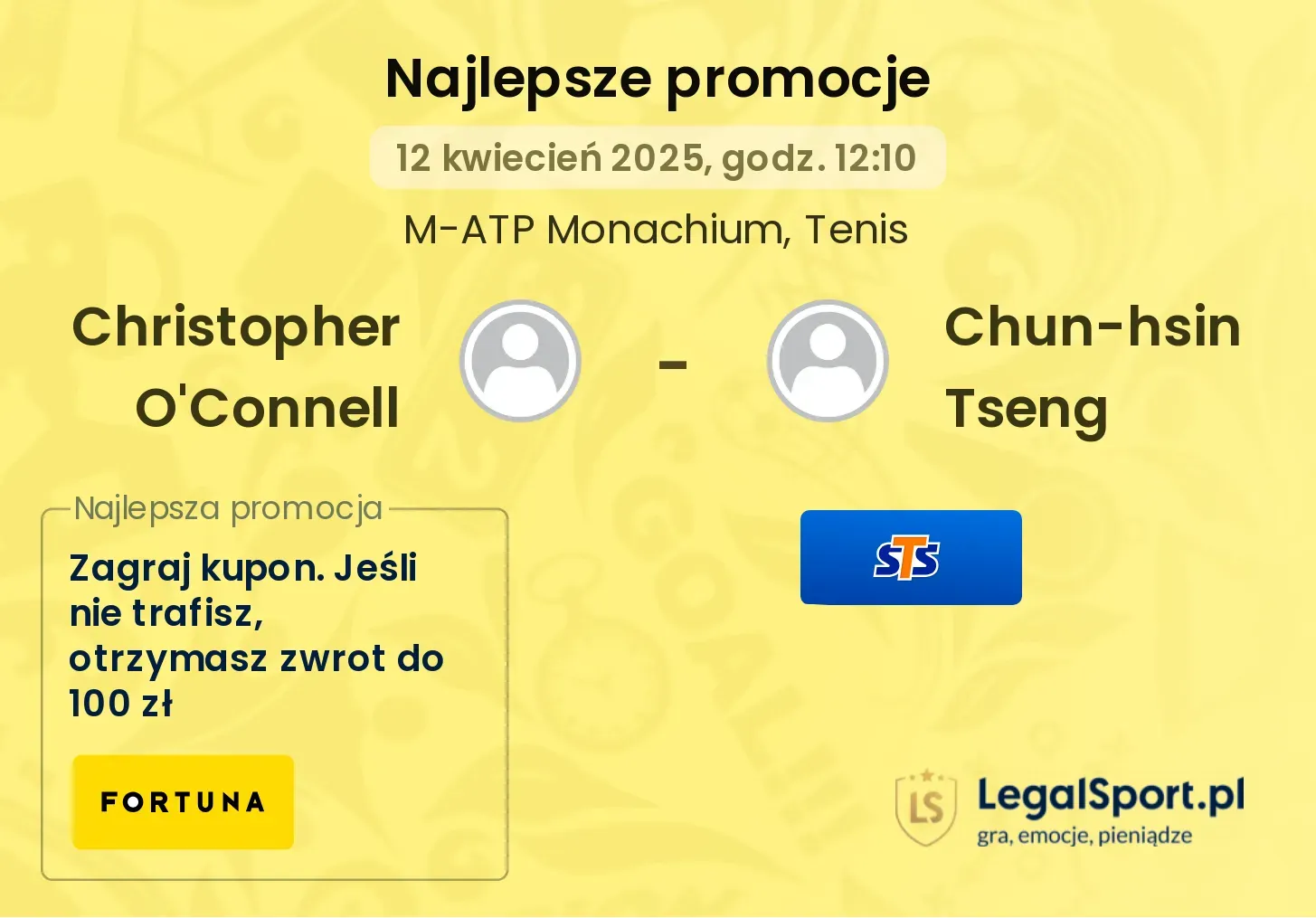 Christopher O'Connell - Chun-hsin Tseng promocje bukmacherskie