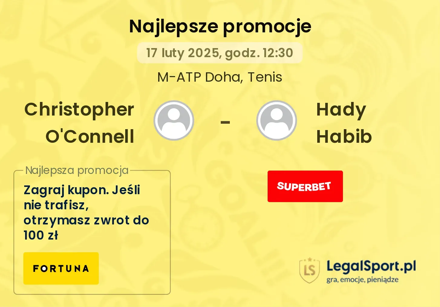 Christopher O'Connell - Hady Habib promocje u bukmacherów