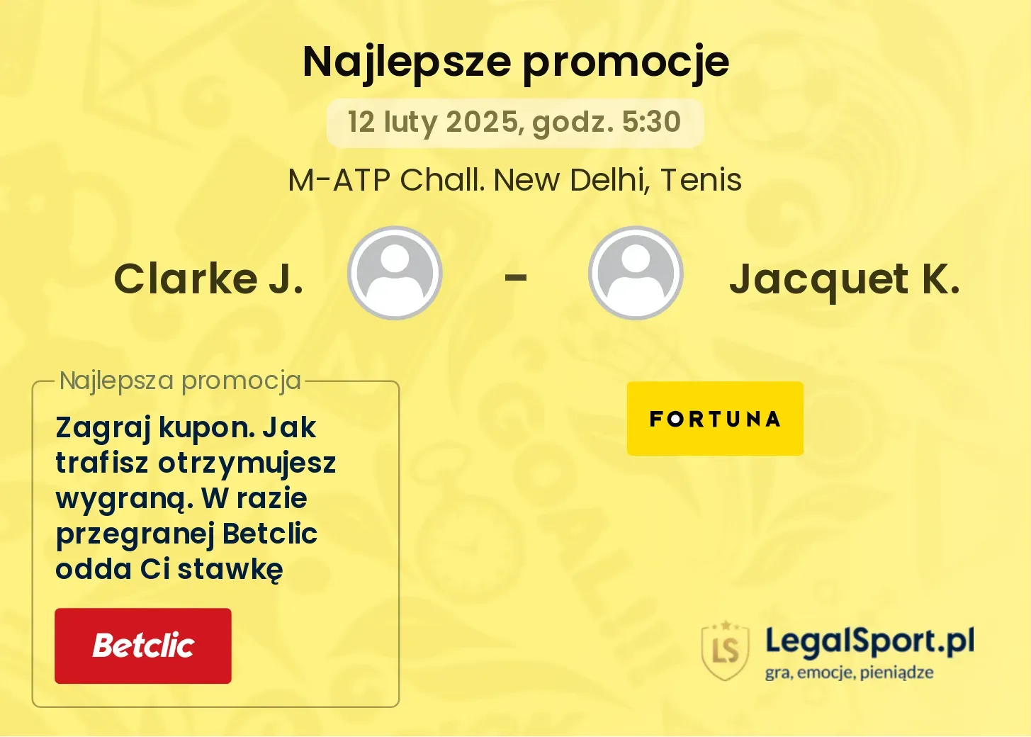 Clarke J. - Jacquet K. promocje u bukmacherów