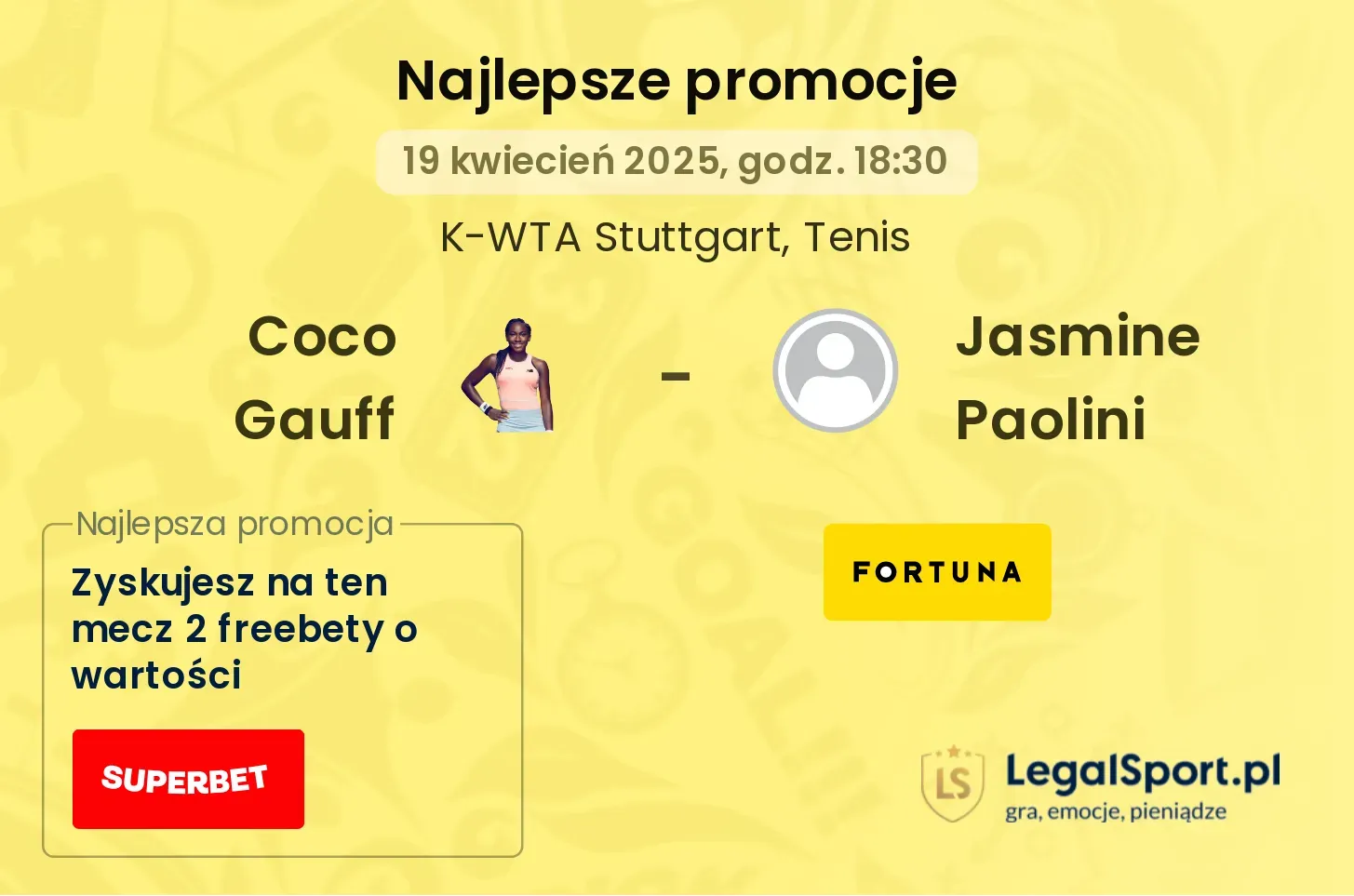 Coco Gauff - Jasmine Paolini promocje u bukmacherów