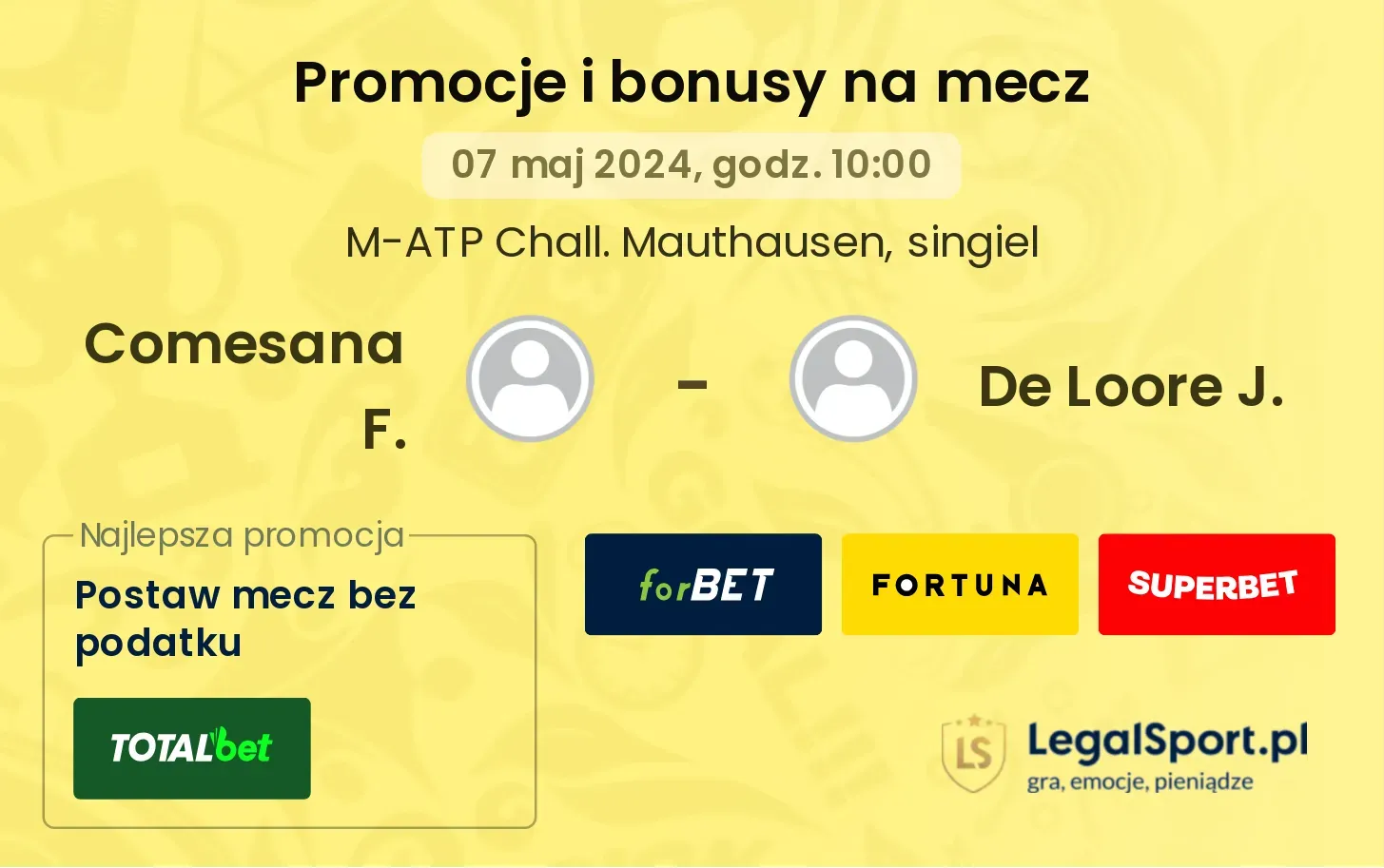 Comesana F. - De Loore J. promocje bonusy na mecz
