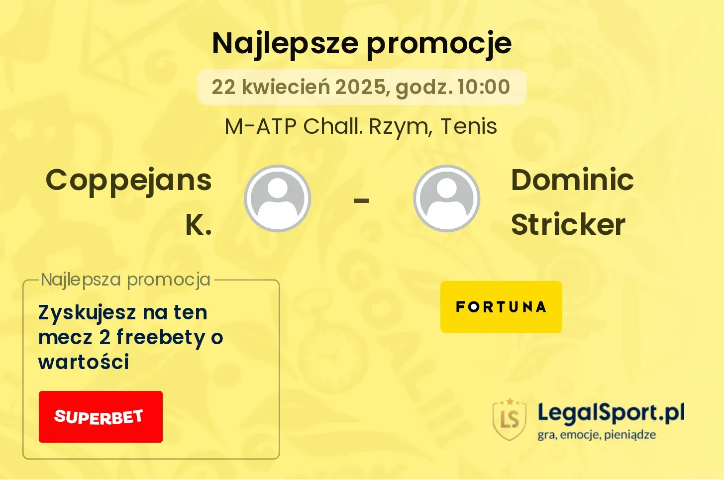 Coppejans K. - Dominic Stricker promocje u bukmacherów