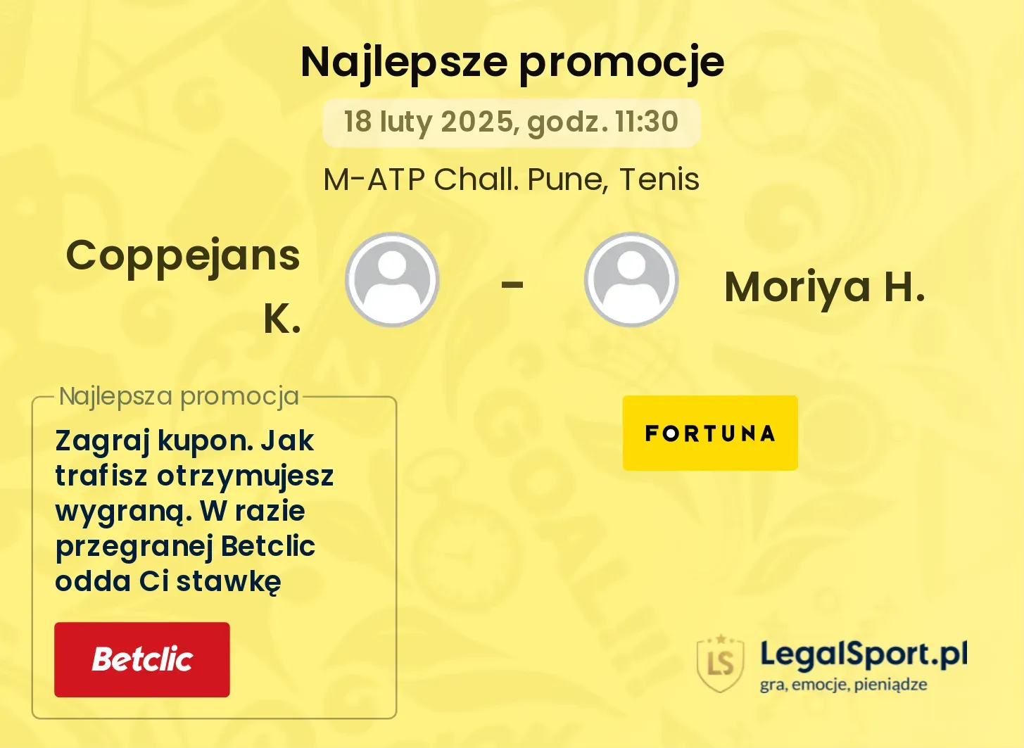 Coppejans K. - Moriya H. promocje u bukmacherów