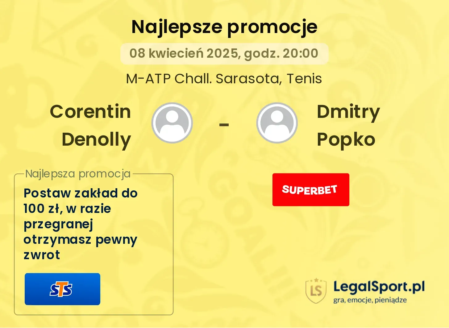 Corentin Denolly - Dmitry Popko promocje u bukmacherów