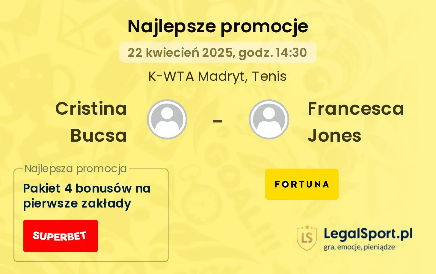 Cristina Bucsa - Francesca Jones promocje bukmacherskie