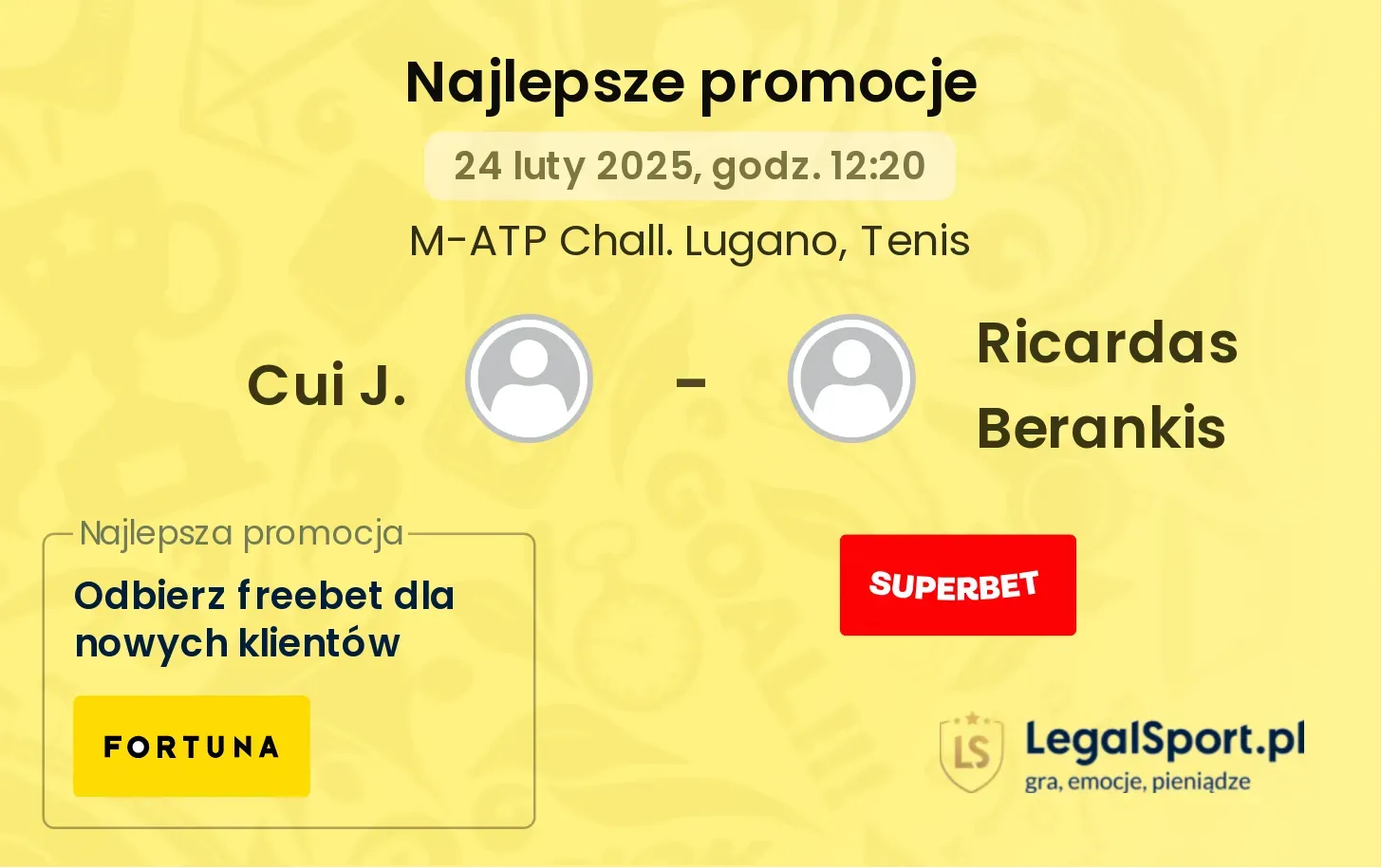 Cui J. - Ricardas Berankis promocje u bukmacherów