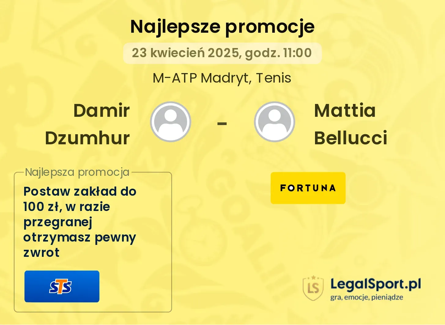 Damir Dzumhur - Mattia Bellucci promocje bukmacherskie