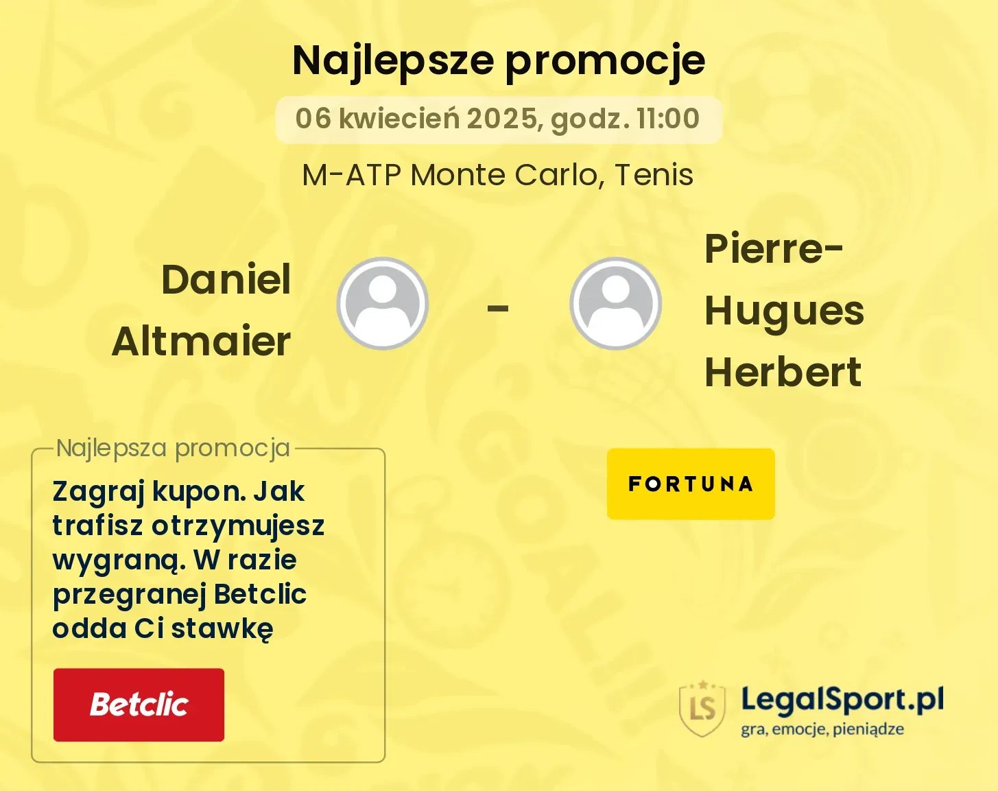 Daniel Altmaier - Pierre-Hugues Herbert promocje bukmacherskie