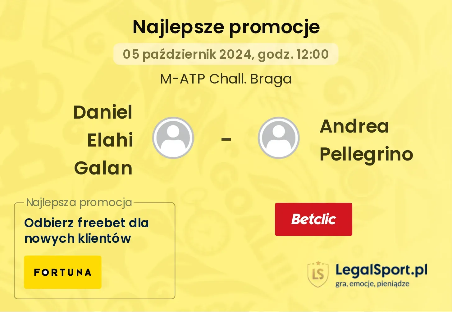 Daniel Elahi Galan - Andrea Pellegrino promocje u bukmacherów 05.10, 12:00