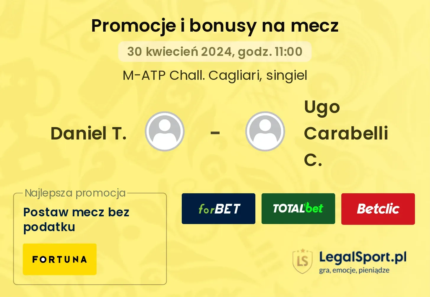 Daniel T. - Ugo Carabelli C. promocje bonusy na mecz