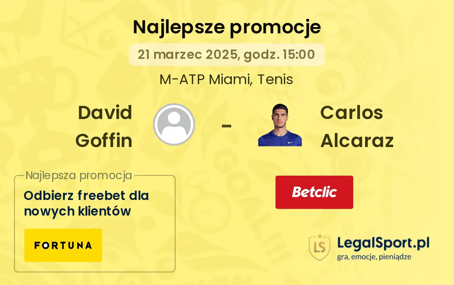David Goffin - Carlos Alcaraz promocje bukmacherskie