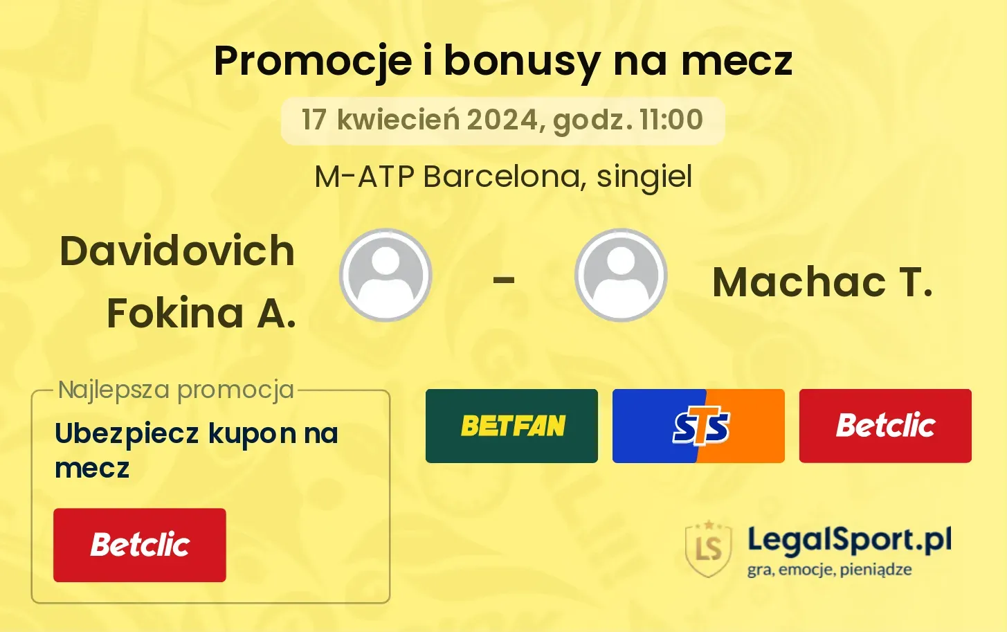 Davidovich Fokina A. - Machac T. promocje bonusy na mecz