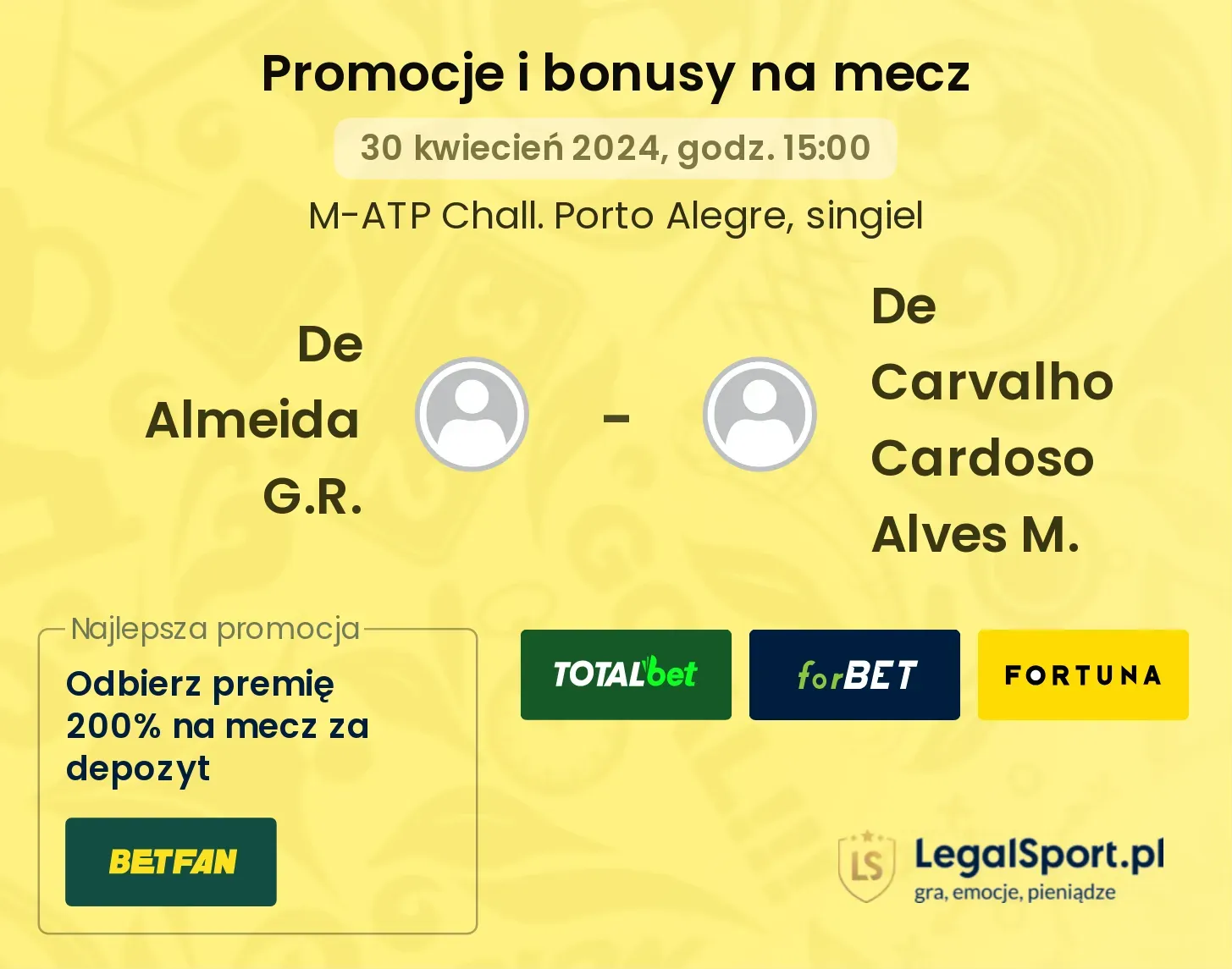 De Almeida G.R. - De Carvalho Cardoso Alves M. promocje bonusy na mecz
