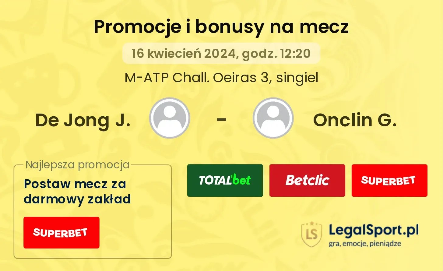 De Jong J. - Onclin G. promocje bonusy na mecz