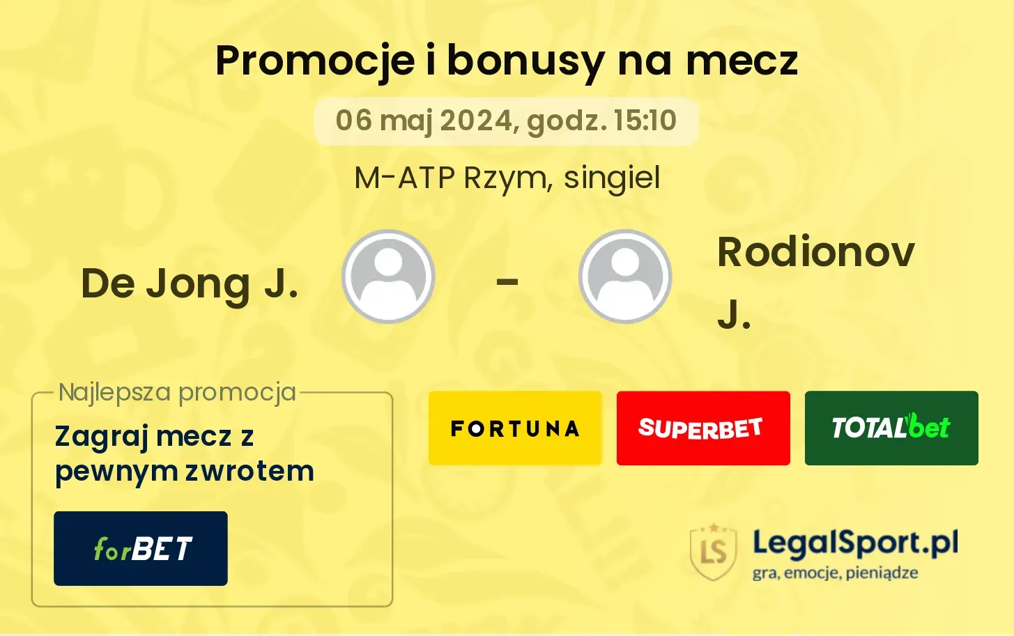 De Jong J. - Rodionov J. promocje bonusy na mecz