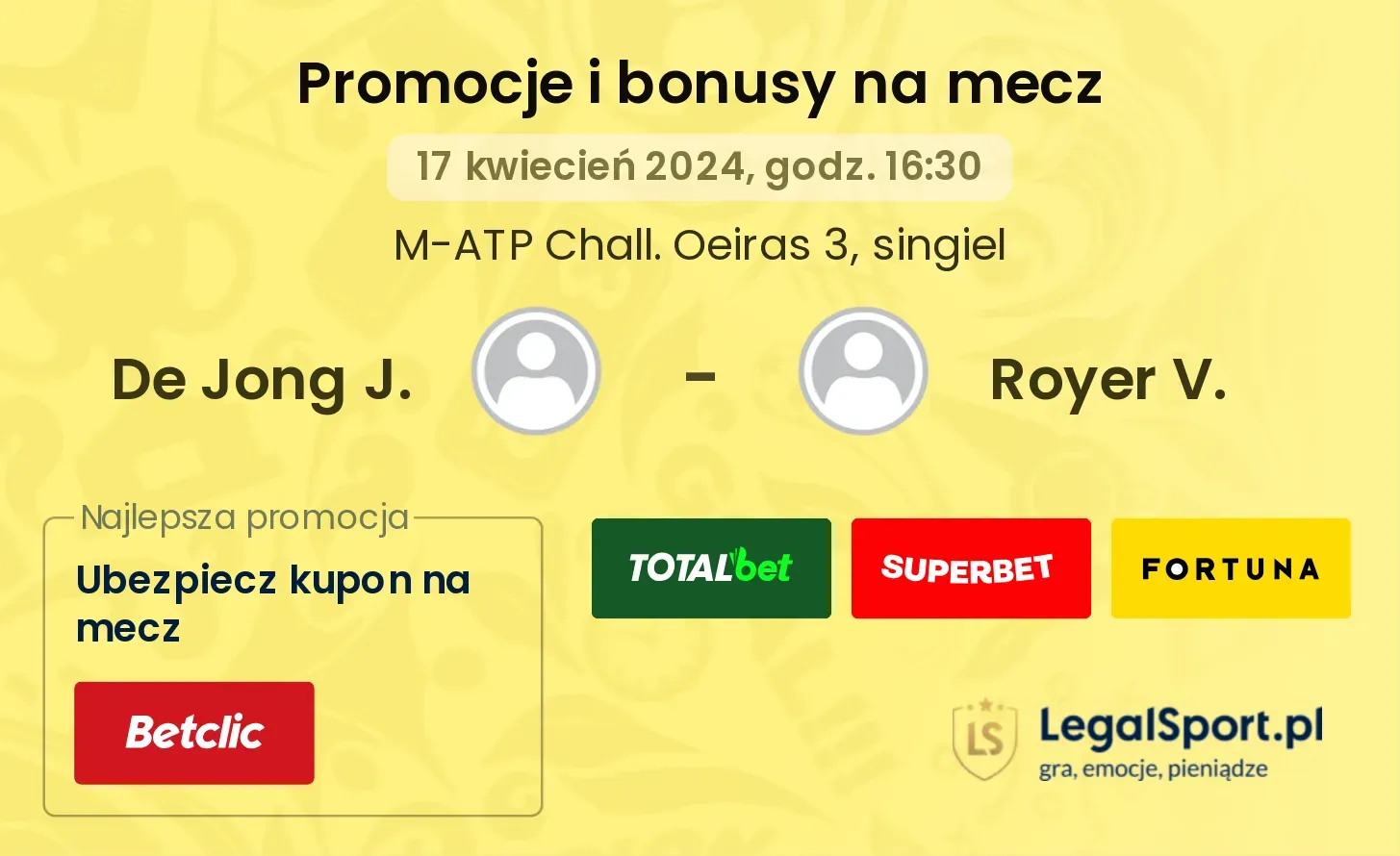 De Jong J. - Royer V. promocje bonusy na mecz