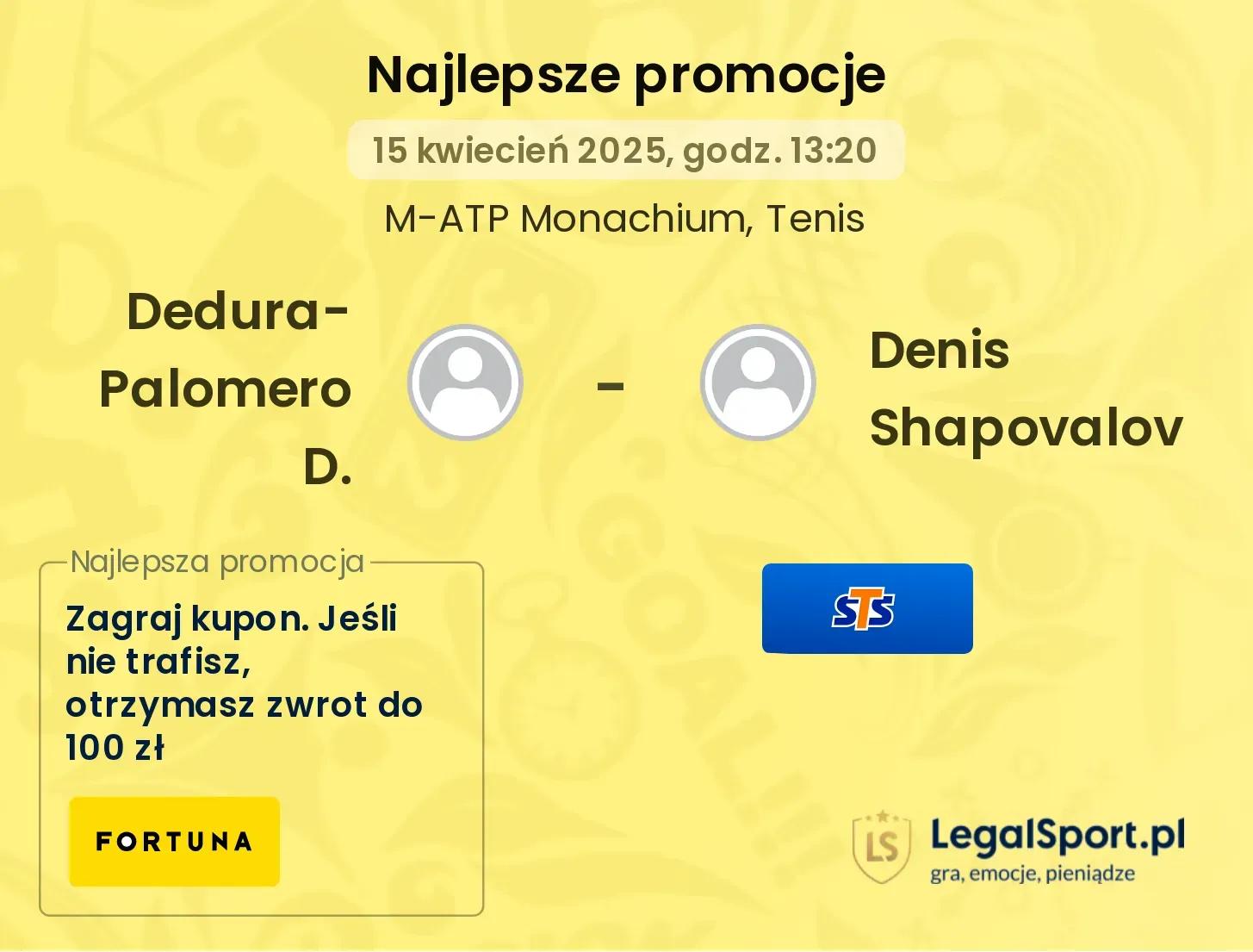 Dedura-Palomero D. - Denis Shapovalov promocje u bukmacherów