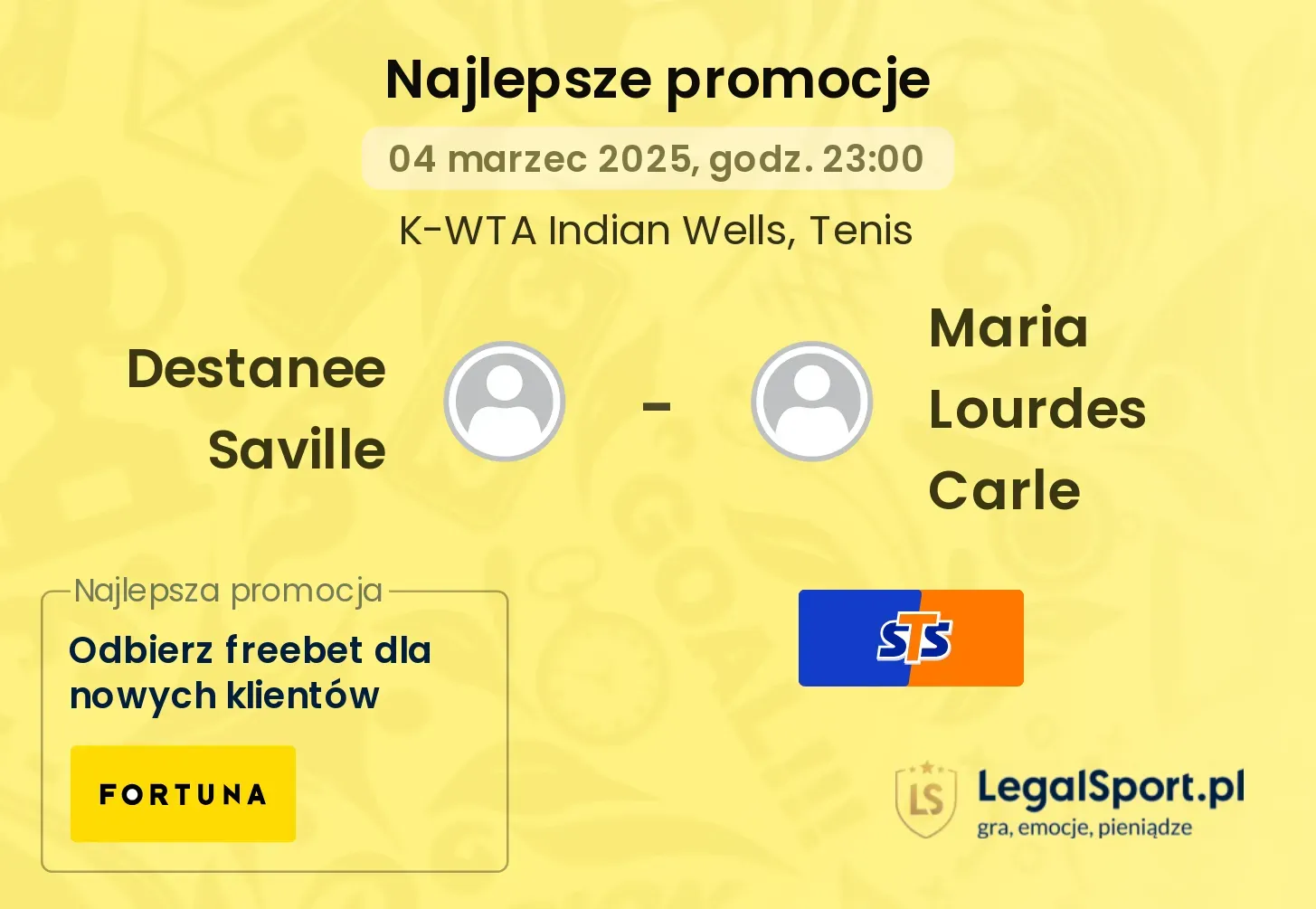 Destanee Saville - Maria Lourdes Carle promocje u bukmacherów
