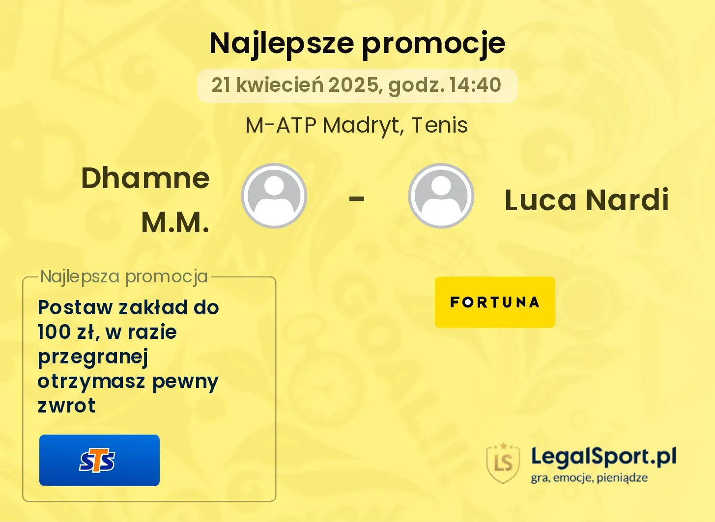 Dhamne M.M. - Luca Nardi promocje bukmacherskie