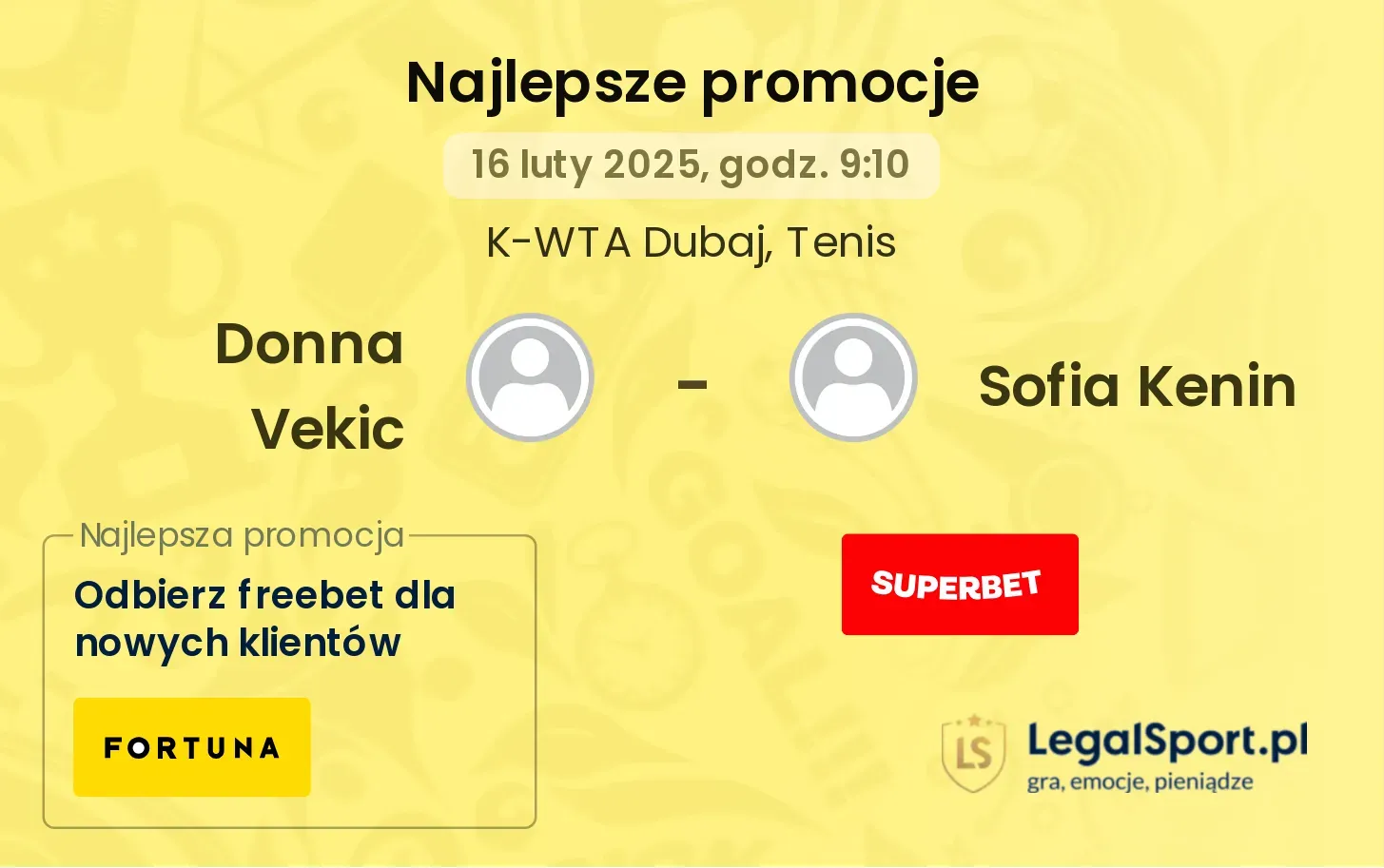 Donna Vekic - Sofia Kenin promocje u bukmacherów