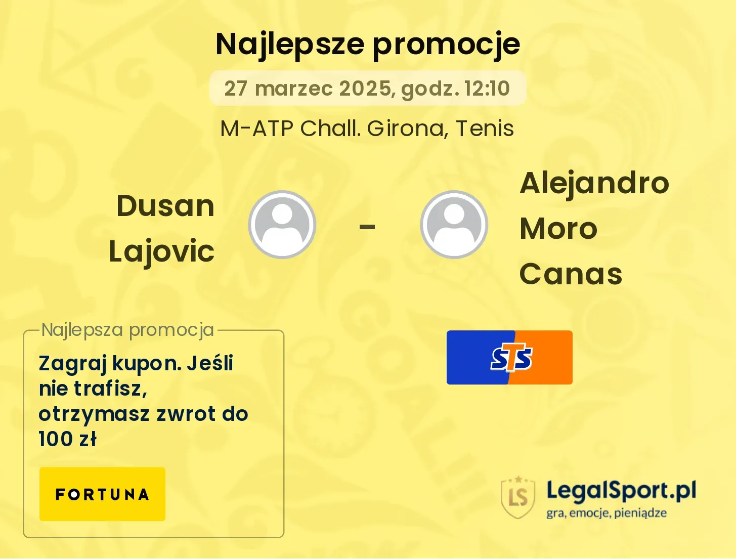 Dusan Lajovic - Alejandro Moro Canas promocje bukmacherskie