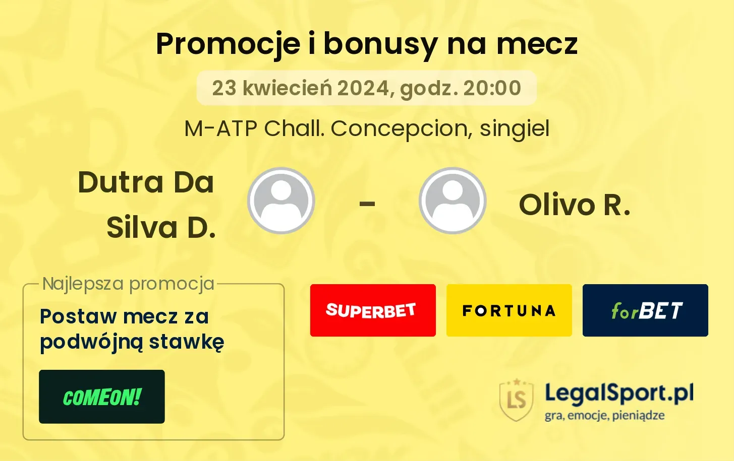Dutra Da Silva D. - Olivo R. promocje bonusy na mecz