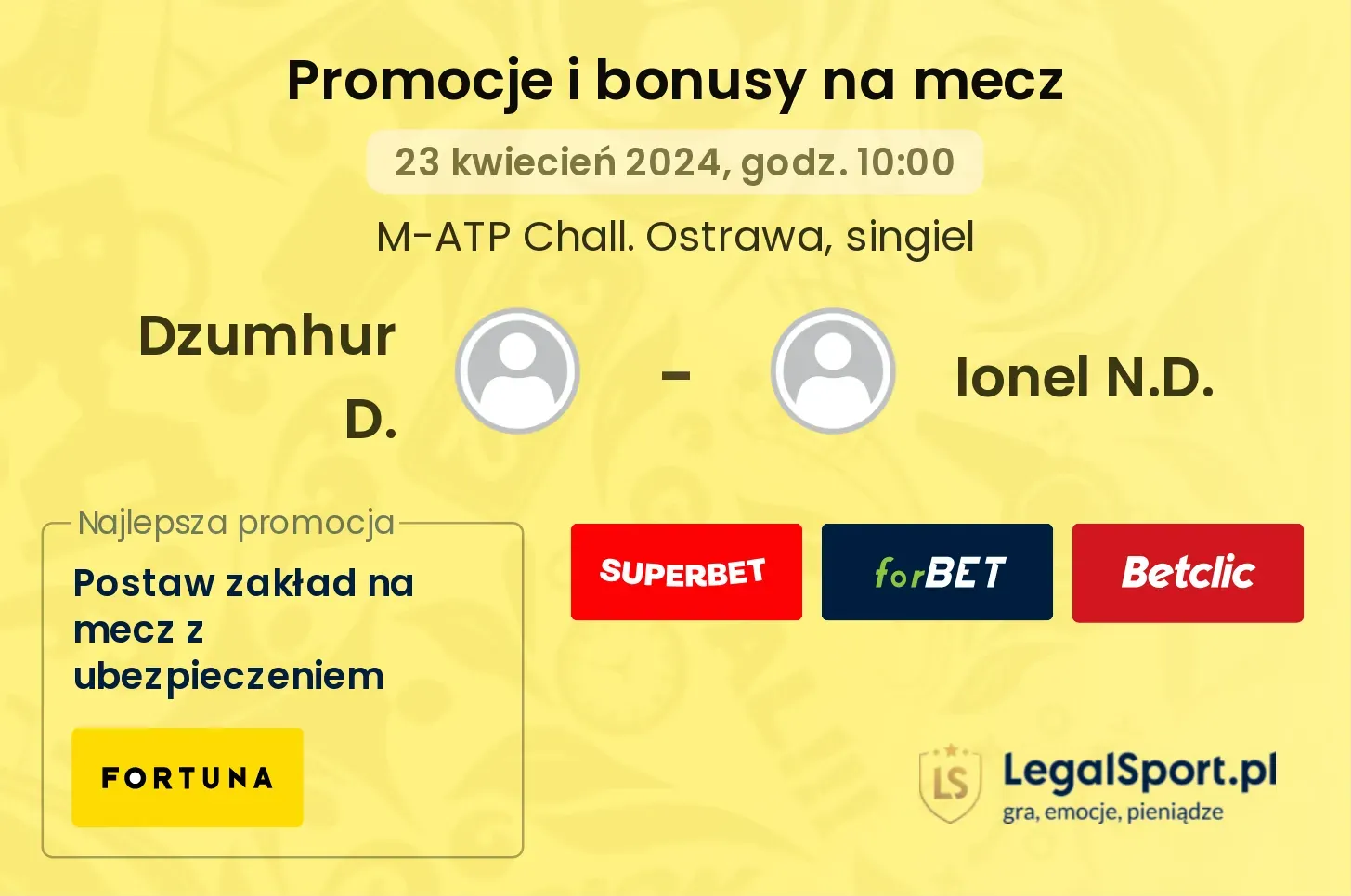 Dzumhur D. - Ionel N.D. promocje bonusy na mecz
