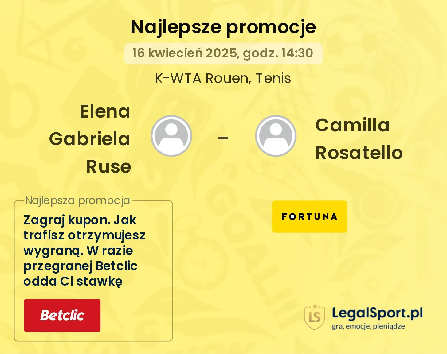 Elena Gabriela Ruse - Camilla Rosatello promocje u bukmacherów