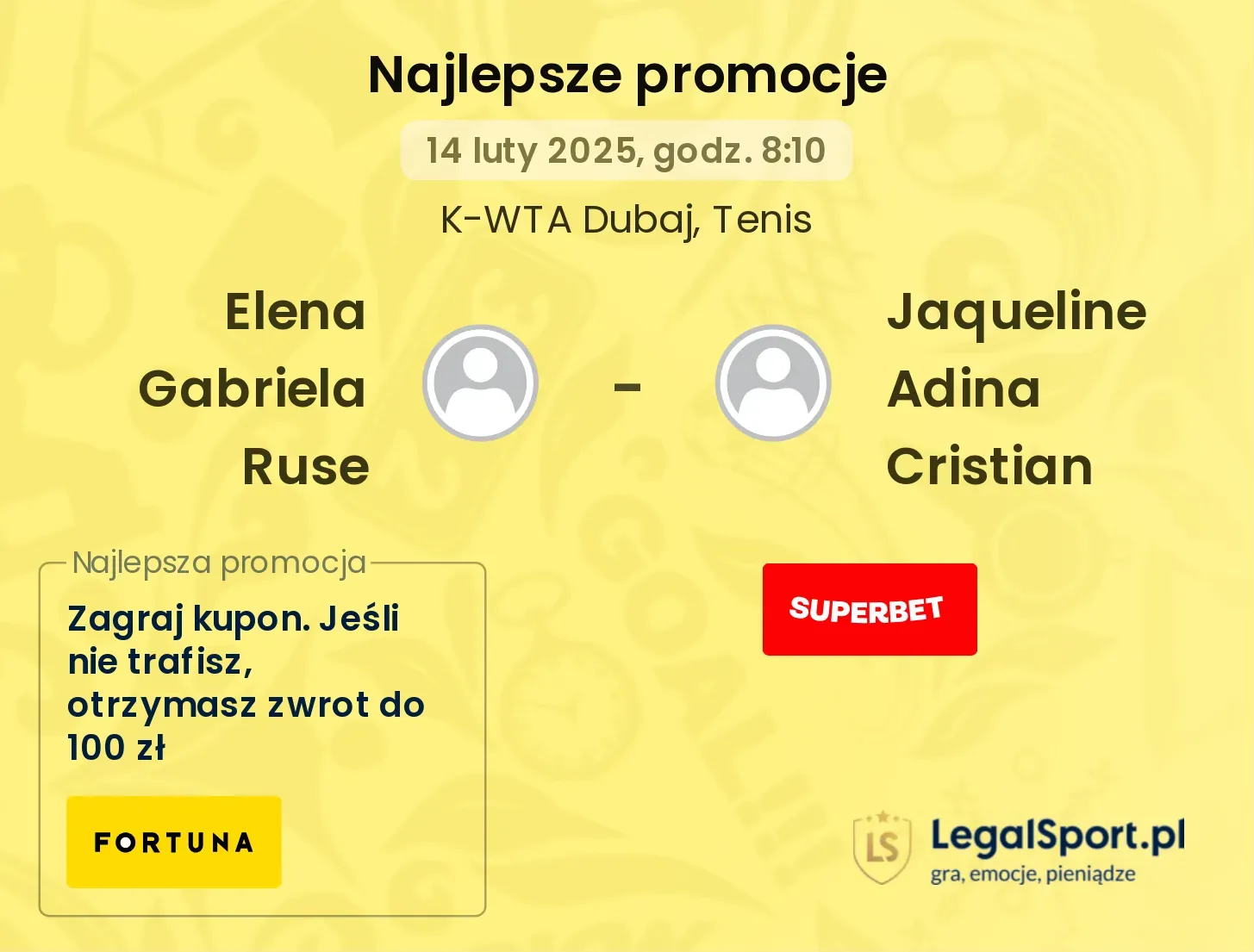 Elena Gabriela Ruse - Jaqueline Adina Cristian promocje bukmacherskie