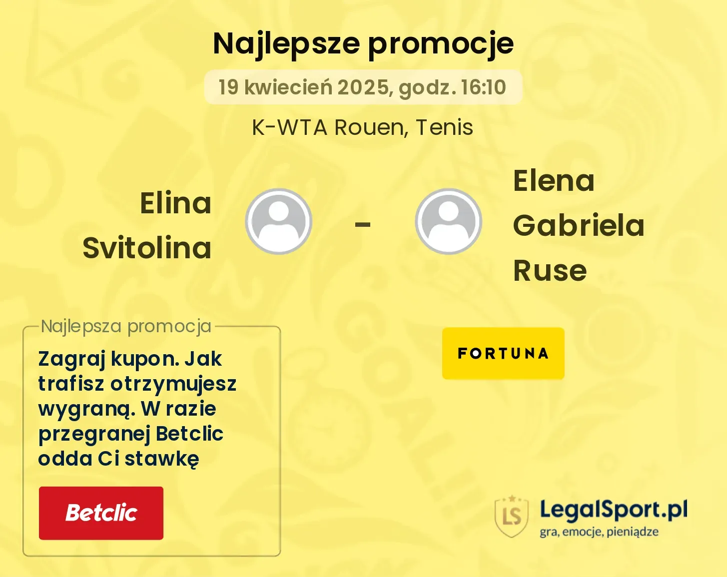Elina Svitolina - Elena Gabriela Ruse promocje bukmacherskie