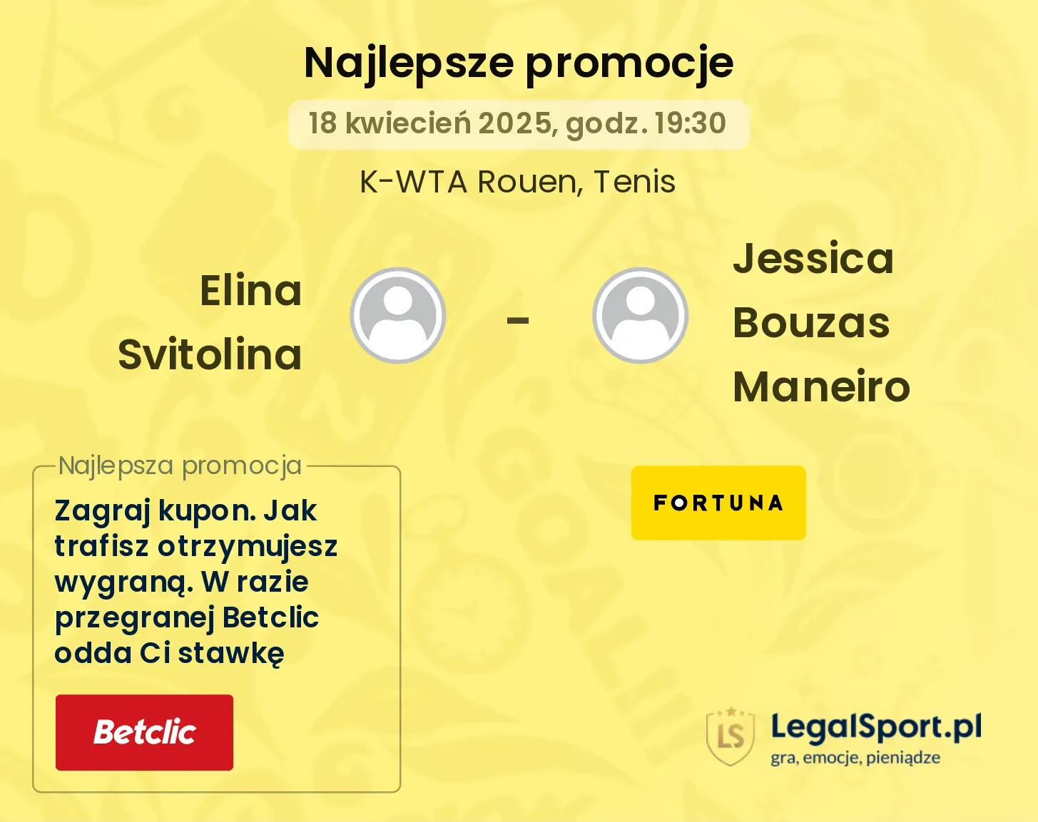 Elina Svitolina - Jessica Bouzas Maneiro promocje bukmacherskie